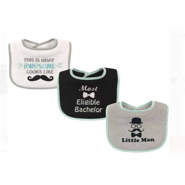 Waterproof Backing Baby Feeding Bibs Cotton Poly Blend Material Lightweight