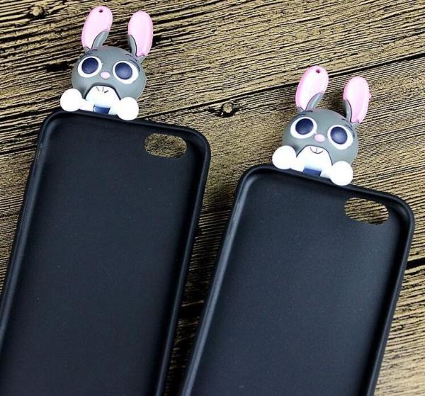 Cool Judy Rabbit Silicone Phone Cover With 3D Soft PVC Judy Charm Decoration, 2017 Best Seller
