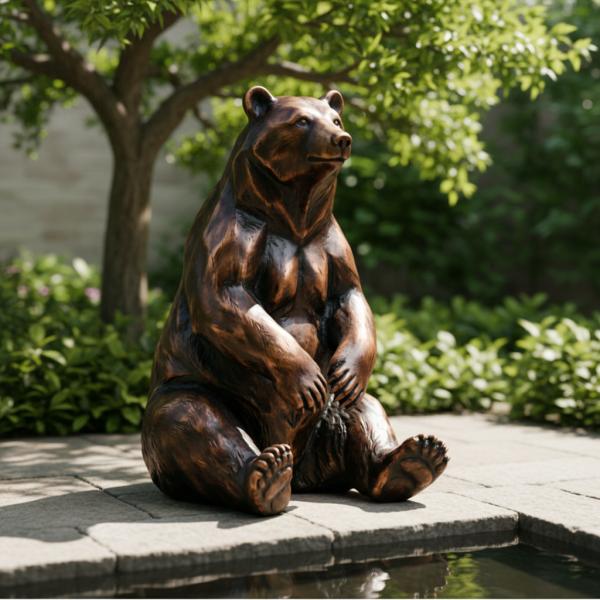 Large Bronze Bear Sculpture for Outdoor Garden Realistic Sitting Brown Bear Statue Custom Metal Animal Art Decor for Park Villa