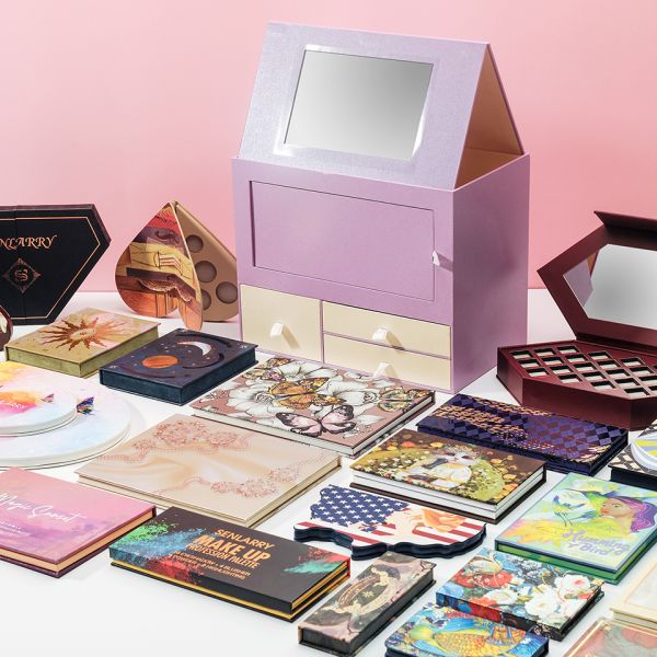 Коробка теней для век бумаги искусства C1S C2S пустая водоустойчивая опорожняет палитру теней для век 4 лотков