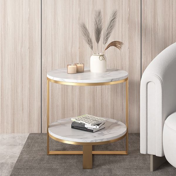 Итальянский минималист из нержавеющей стали мраморный круговой диван столик