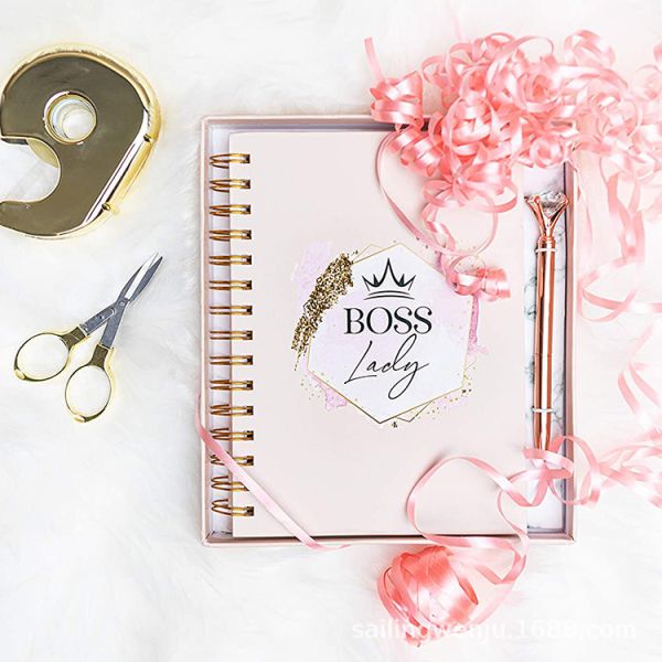 Rose Gold Foil Notebook And Pen Gift Set For Girl Custom Luxury Office Stationery Set