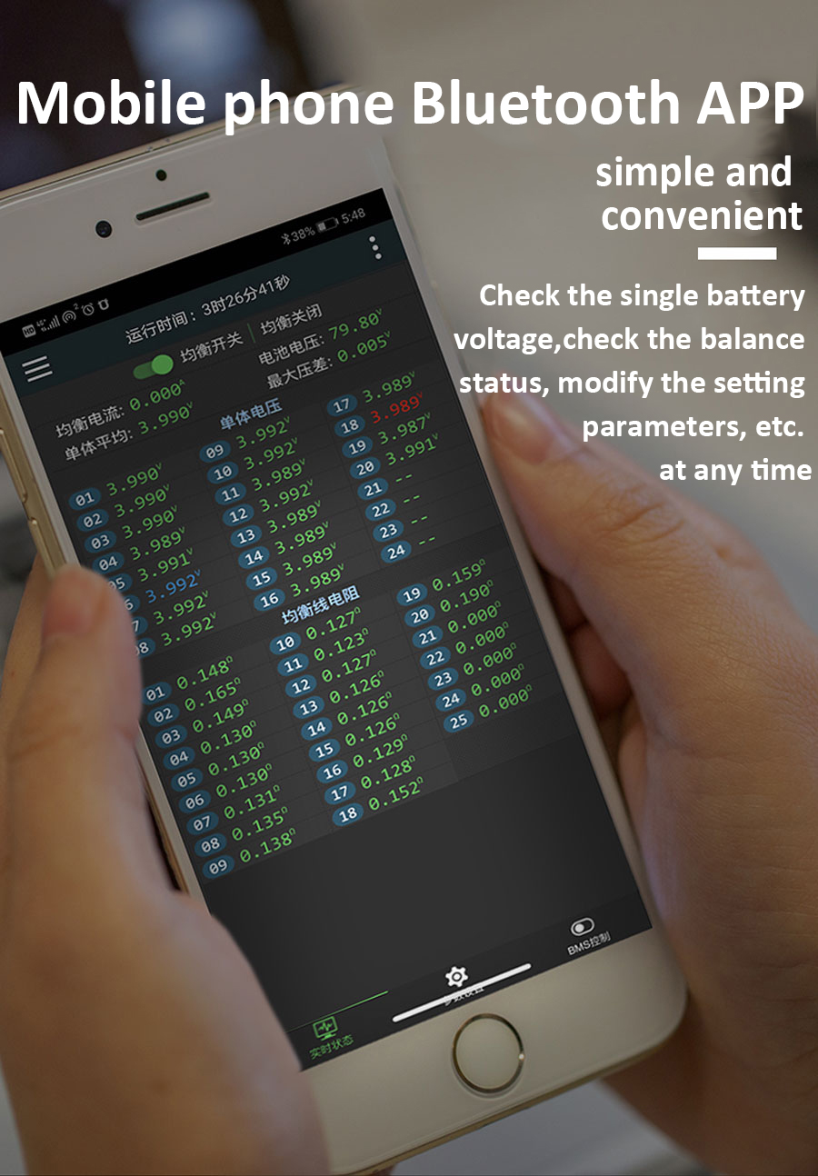Bluetooth Active Battery Balancer 2A - 15A Smart Lithium Battery Equalizer 4S / 24S For LiFePO4 NMC LTO