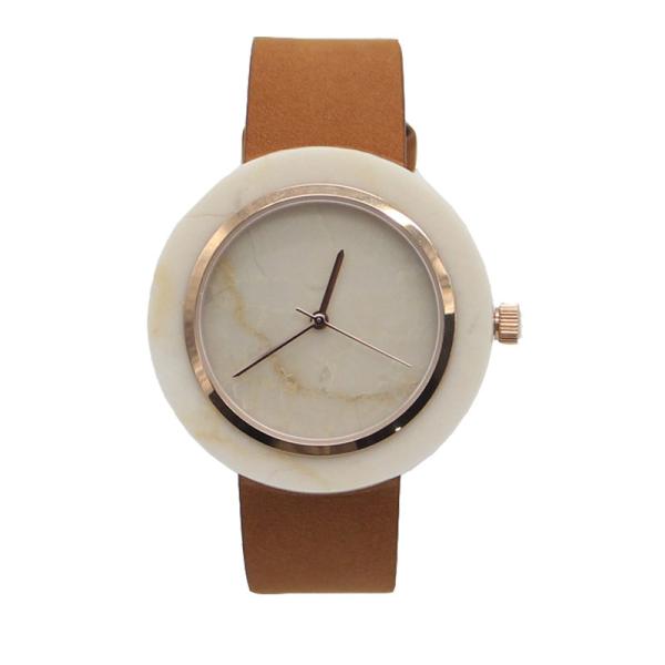 Marble Face Womens Watch With Leather Strap As Beautiful Gift
