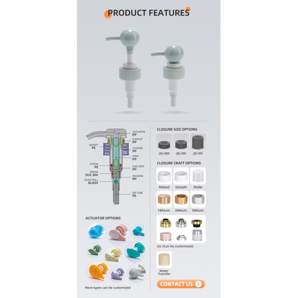 Customization Plasitc Lotion Pump 4ml 28/410 30/410 33/410 Free Sample