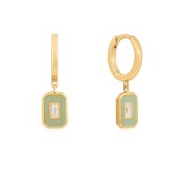 Boucles d'oreilles créoles en émail Baguette CZ Argent 925 Plaqué Or 18 carats Bijoux faits à la main pour femmes