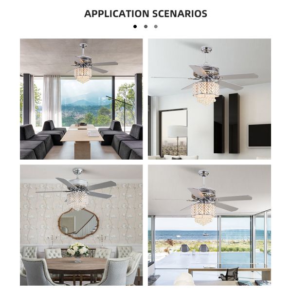 18w Flush Mount Crystal Chandelier Ceiling Fan