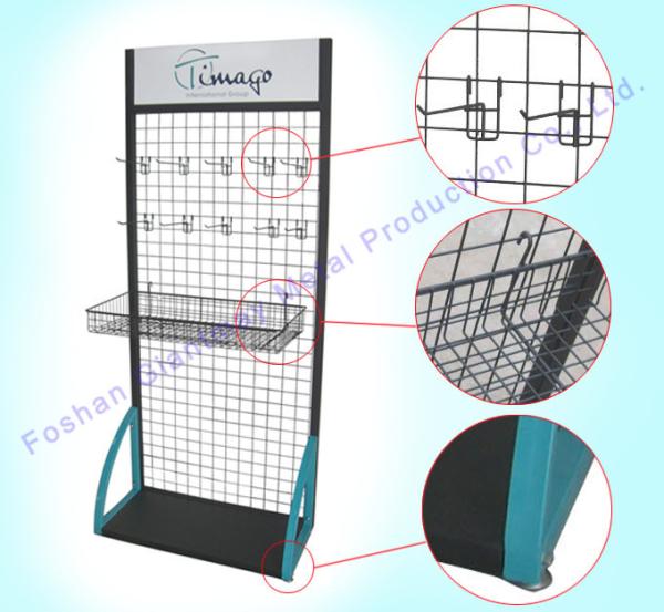 Grade Mesh Display da loja varejo de loja varejo com a cremalheira de fio do metal da cesta