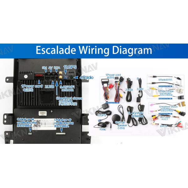 Авторадио Viknav Для Cadillac Escalade (2008-2012) 13,6 дюйма Авторадио Android Авторадио обновление Беспроводное CarPlay Стерео