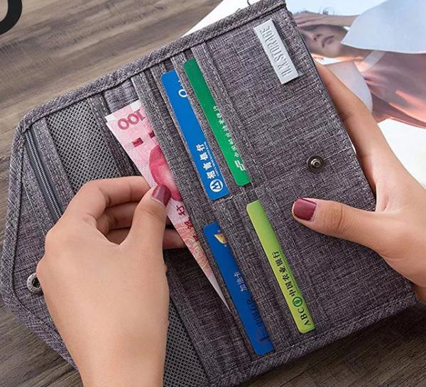 Nylon Material Credit Card Organizer Wallet / Card And Money Holder With Snap Button