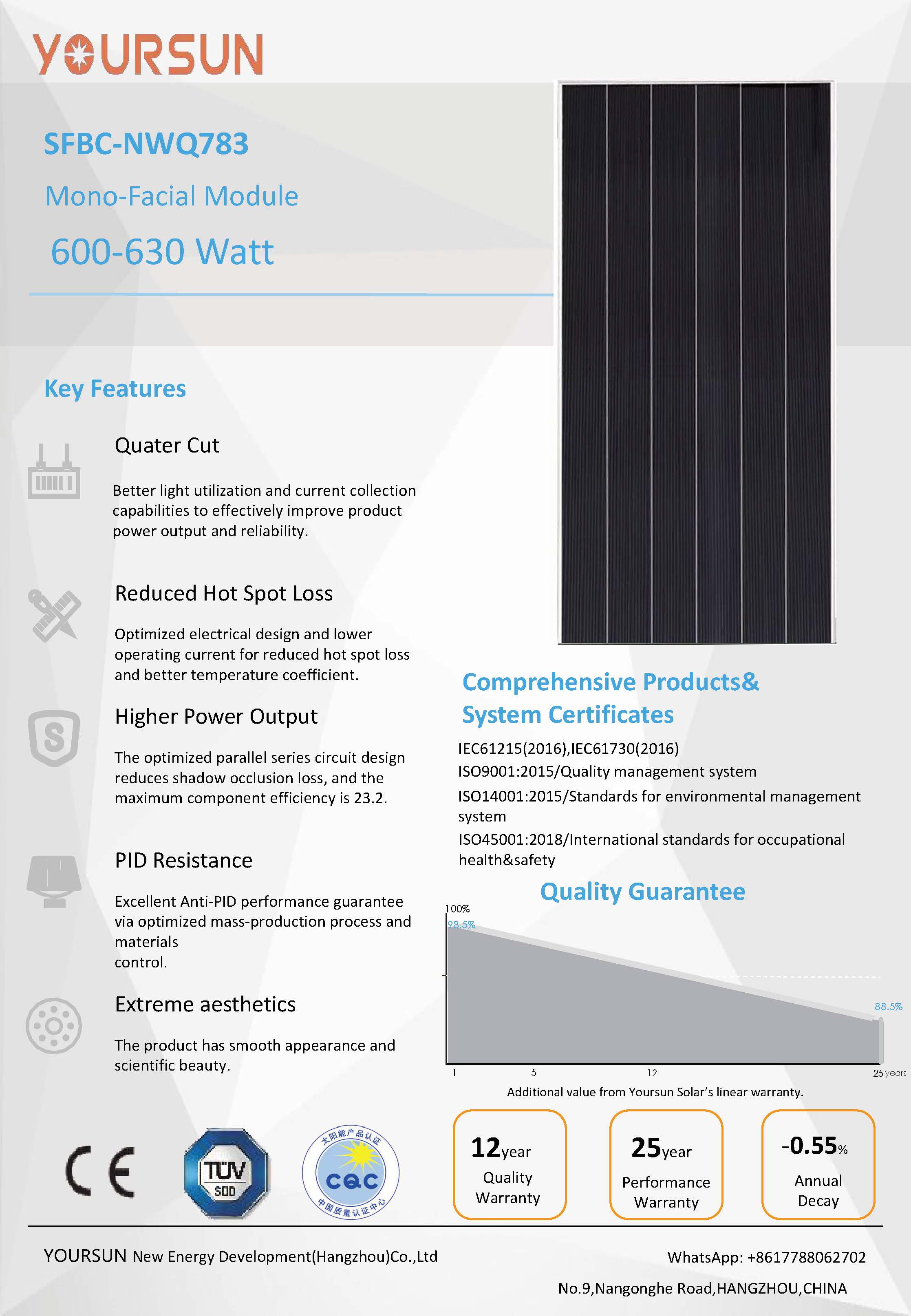 Trisection Cut Bifacial Solar Panels 600W N Type Solar Panel High Module Efficiency