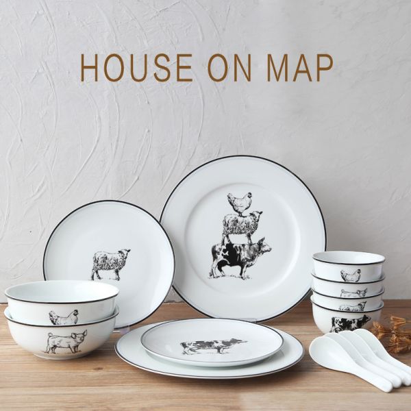 Matte Crockery Dinner Ceramic Plate Sets Vaisselle Dish Restaurant Dinnerware Plates