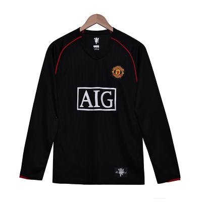 Manchester United 2007 Retro Long Sleeve Away Jersey de football Triple Réplique de l'édition de collection