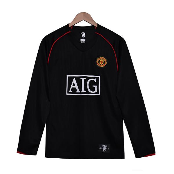 Manchester United 2007 Retro Long Sleeve Away Jersey de football Triple Réplique de l'édition de collection