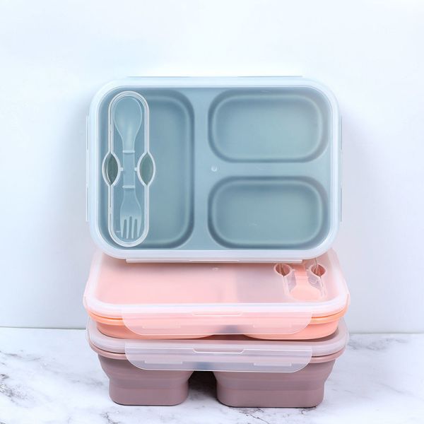 US 1000ml Thermal Lunch Box Microwave Safe 3-Compartment Customized Straight Style