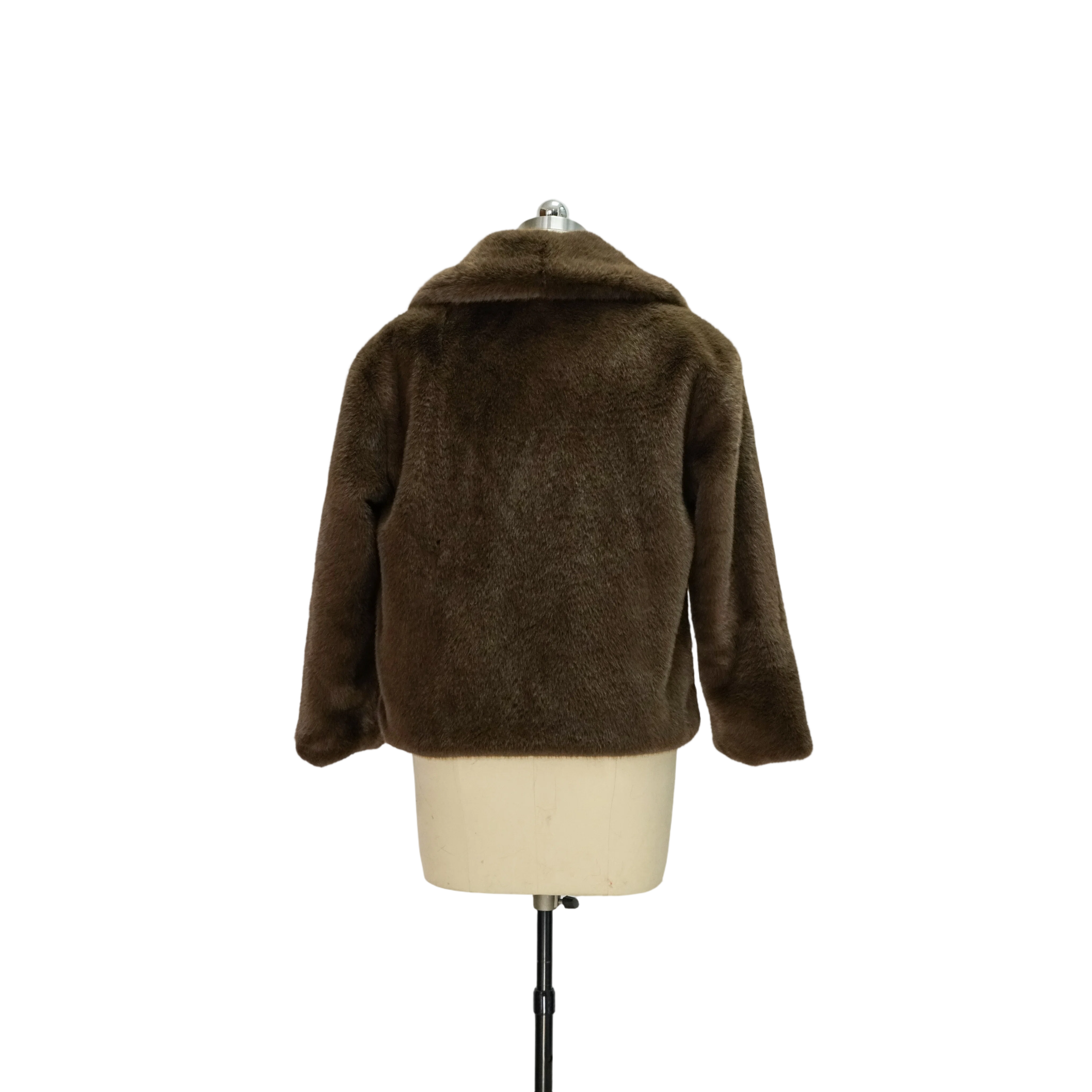 Soft Glossy Faux Fur Jacket with Classic Wrap Collar and High Resistance to Wear and Tear
