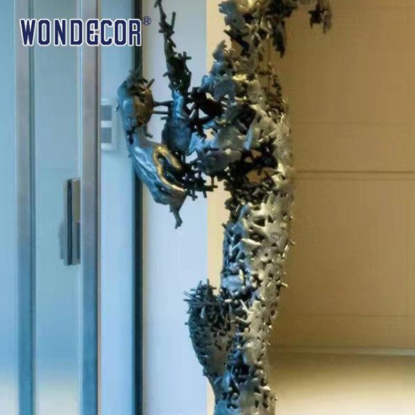 Decoração de arte de metal de interior Abstracto Escultura de bronze de pessoas andando