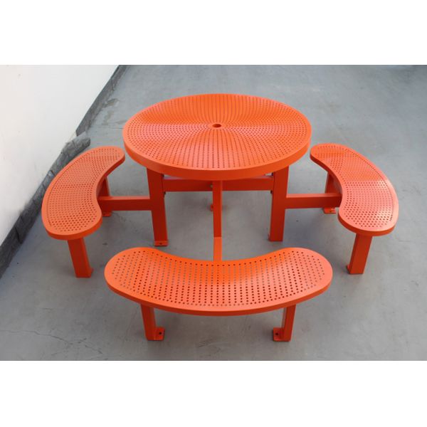 Настраиваемые круглые столы для пикника на открытом воздухе, металлический стол и скамейка с парасолем