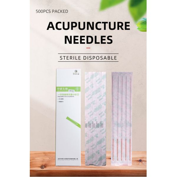 long couteau de cuivre Sterile Agujas De Acupuntura jetable d'aiguille d'acuponcture de la poignée 50pcs
