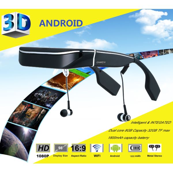 Стекла пригодного для носки мобильного театра 1080P видео- стекла виртуального экрана 98 дюймов видео-