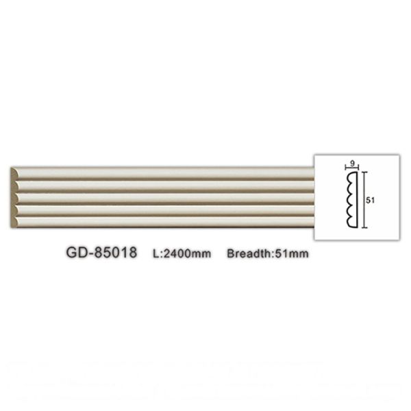 GD-85018 51mm Guarantee New Classical Apartment PU Smooth Chair Rail Moulding