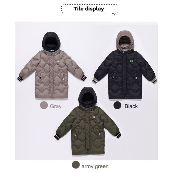 Bilemi 2019 Medium and Small Kids White Duck Down Hooded Long Windproof Snowsuit Thick Outdoor Boy Winter Down Jacket