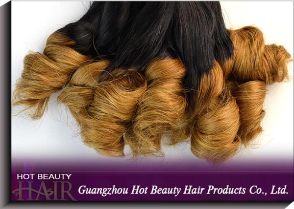Grade 7A Colored Human Hair Extensions , Spring Curl Virgin Brazilian Hair OEM ODM