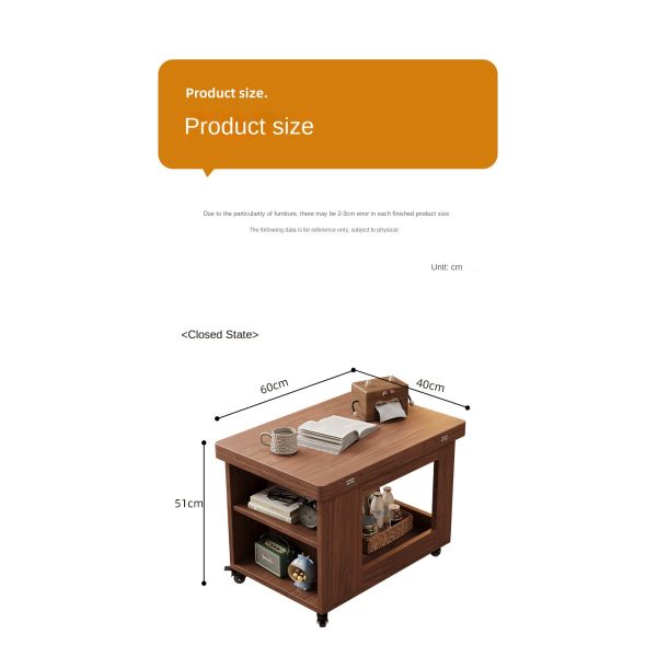 Custom Solid Wood Coffee Table Mobile Extendable Wheeled Trolley Foldable Rotating Sofa Corner Sofa Side Table for Living Room