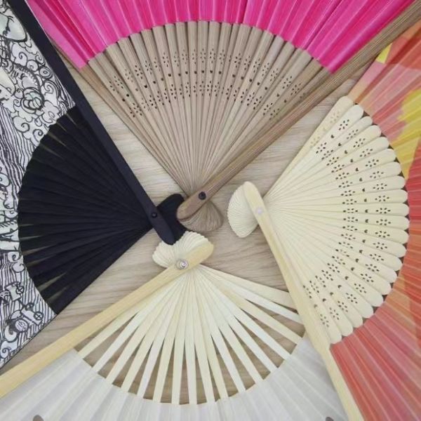 Custom Printed 8 Inch Hand Fan Made from Natural Moso Bamboo - Portable Folding Fan