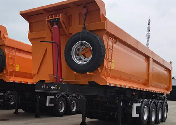 70 Tons Hydraulic Tipper Truck Trailer U Shape Type 16 Tires Box