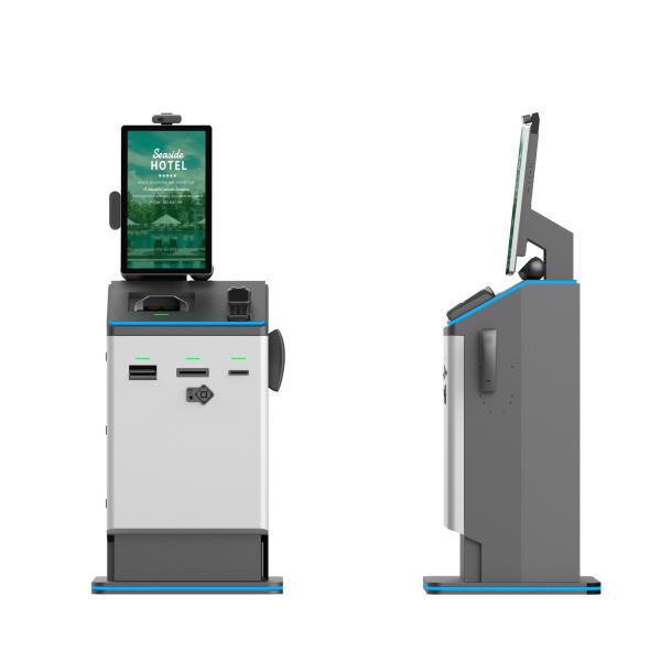 Hotel Check In Out Kiosk With 1.5 Inch Touch Display Passport Scanner Key Card Encoder