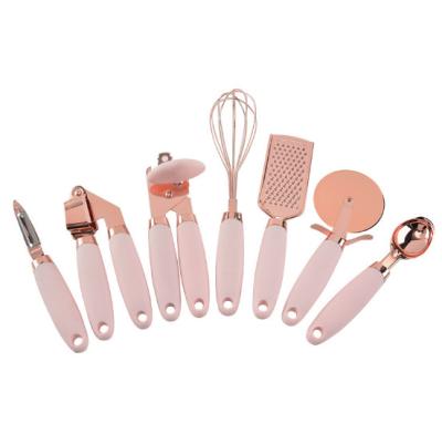 O dispositivo esperto da fantasia da cozinha de 7 PCes ajustou os utensílios de aço inoxidável revestidos de cobre