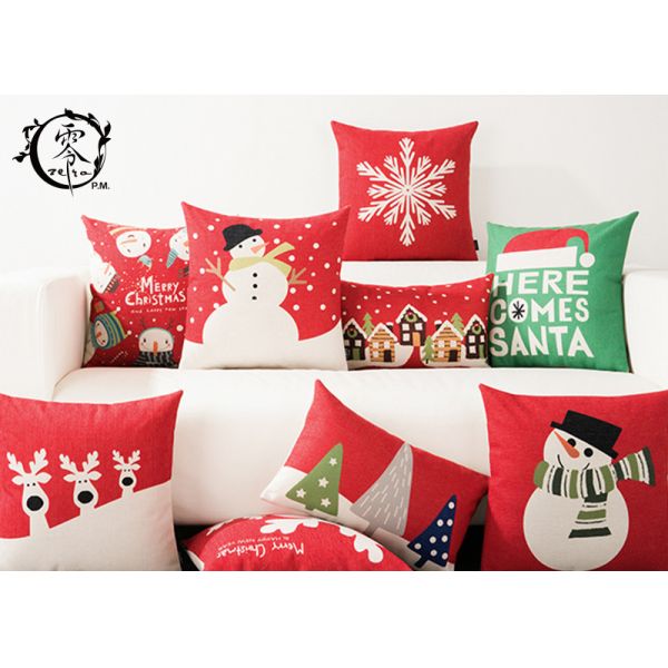 Merry Christmas Decorative Cushions Pillows Throw Cushion Case Home Decor Cotton Linen for Sofa