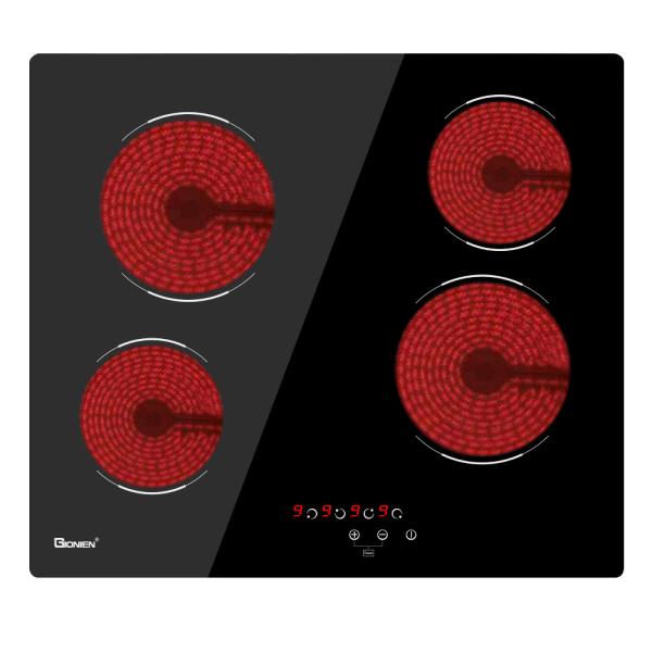 Glass Ceramic Electric Hob Burner 60 Cm Built-In Black Glass Stove With 4 Cooking Zones