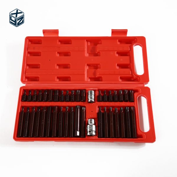 Industrial Grade 40 Pieces Bits Set with Red S2 Material and Natural Finish Plastic Box