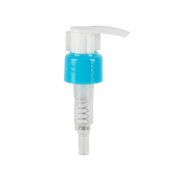 28/410 Sky Blue Left Right Clip Lock Lotion Pump Smooth Matte Plastic Lotion Pump