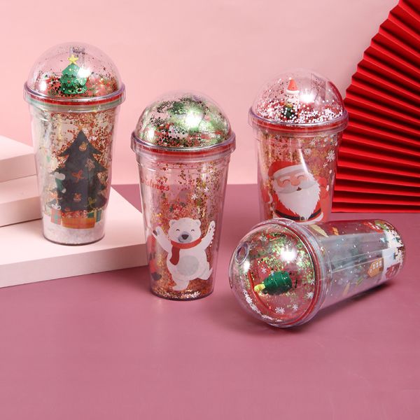 500ml Plastic Double Wall Tumblers with Straw Customized Color and Accessories