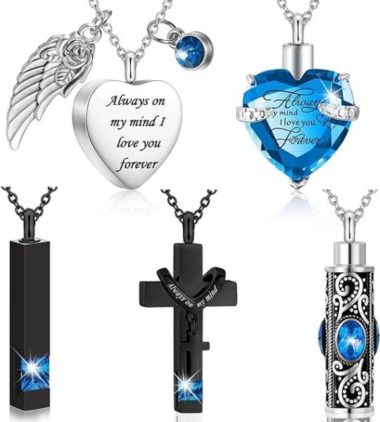 Urn Necklace For Ashes Keepsake Cremation Heart Cross Cubic Jewelry For Ashes Stainless Steel Memorial Locket Ashes