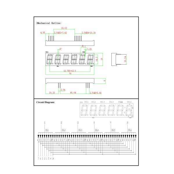 0.56 Inch 6 digit LED Seven Segment Display