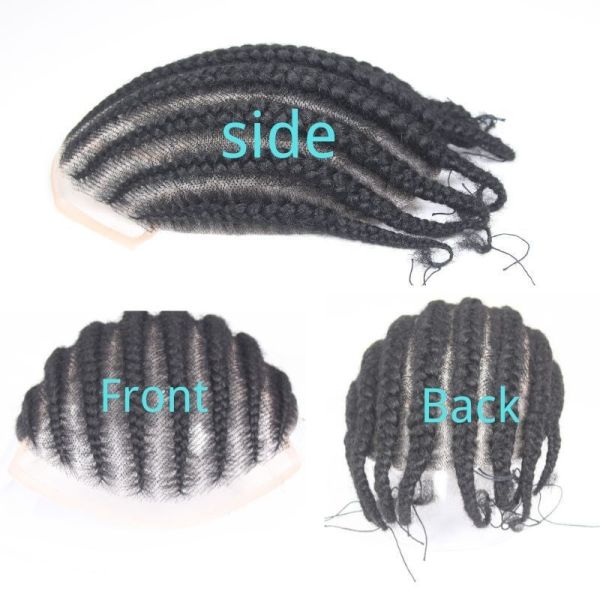 100% Remy Hair Full Lace  8 inch length with cornorw afro braids toupee for men 10x8inch reday to ship