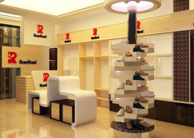 Wall Mounted / Island Table Shoe Shop Display Stands With LED Lighting Decor