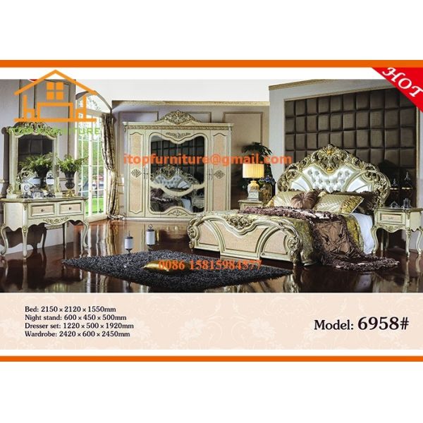 antique luxury Latest cheap italian king bedroom furniture designs