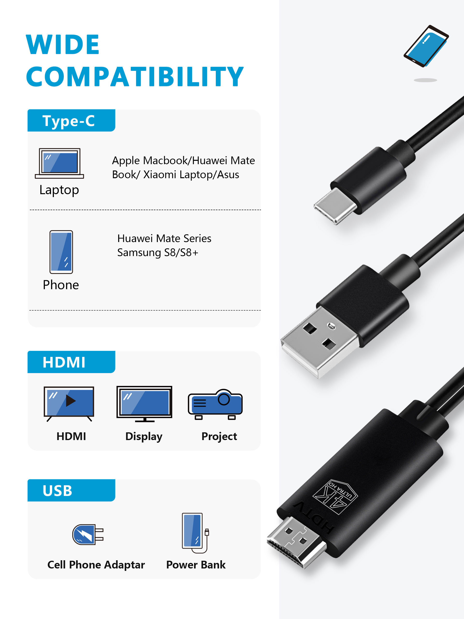 телефон 1080P 6.6ft к переходнику Hdmi, переходнику цифров Av экрана синхронизации