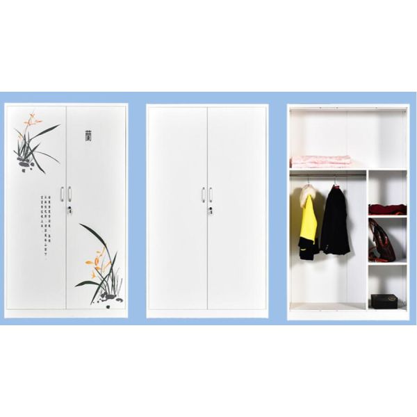 Home Furniture Customized Metal Wardrobe With Flower Printing