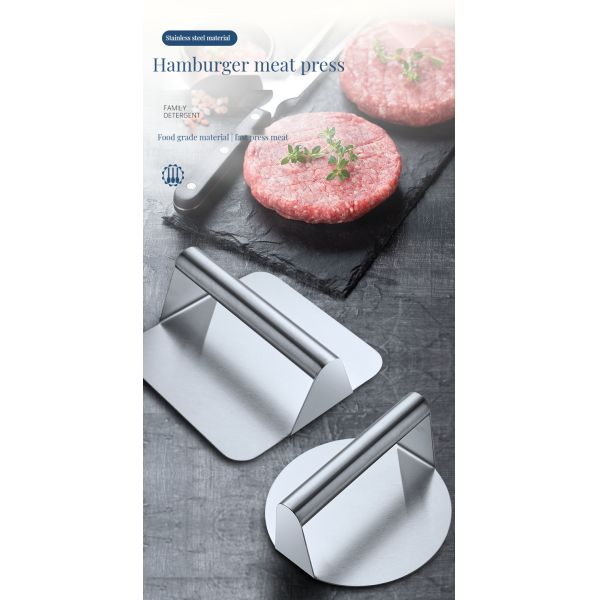 Square Design Non-Stick Stainless Steel Burger Press Easy Grilling Fabric Tool/Apron