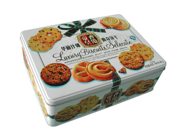 жестяные коробки CMYK печенья 0.22mm вокруг олов печенья с крышками