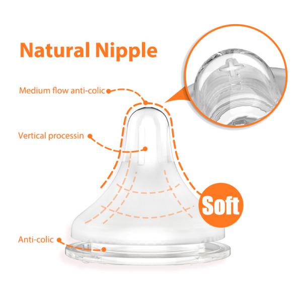 8 Oz Glass Milk Formula Mixing Baby Bottle Straight Medium Flow BPA Free