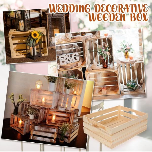 5 Pcs Decorative Nesting Wooden Crates for Storage and Display Pastoral Wind Concept