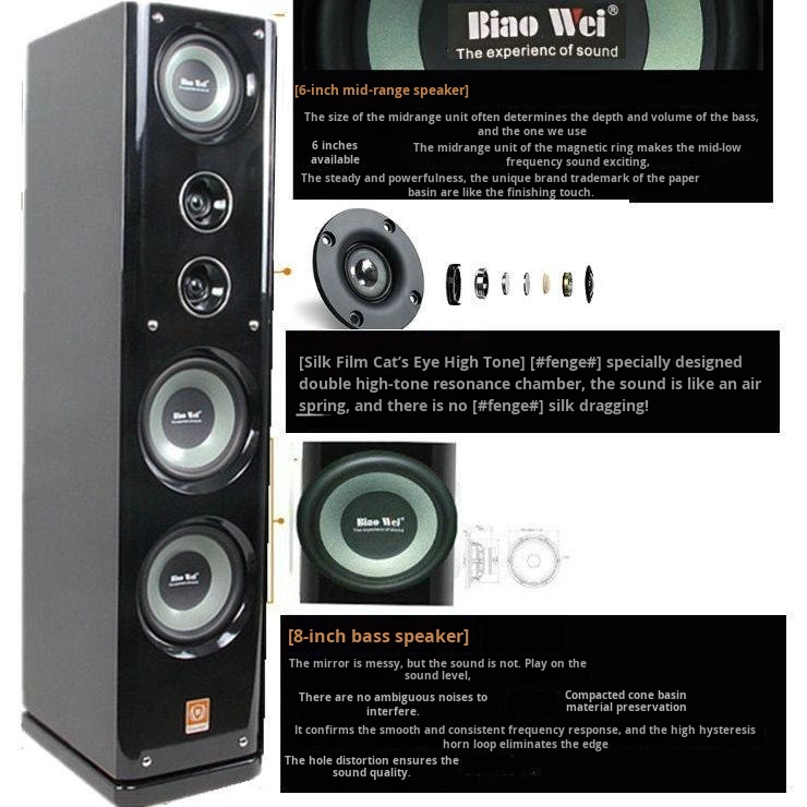 High-End 8-Inch Dual Floor-Standing Hifi Speakers Luxury Piano Lacquer Finish for Home Theater Sound Bars