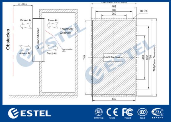 R134A Refrigerant Outdoor Cabinet Air Conditioner 48VDC 2000W Cooling Capacity